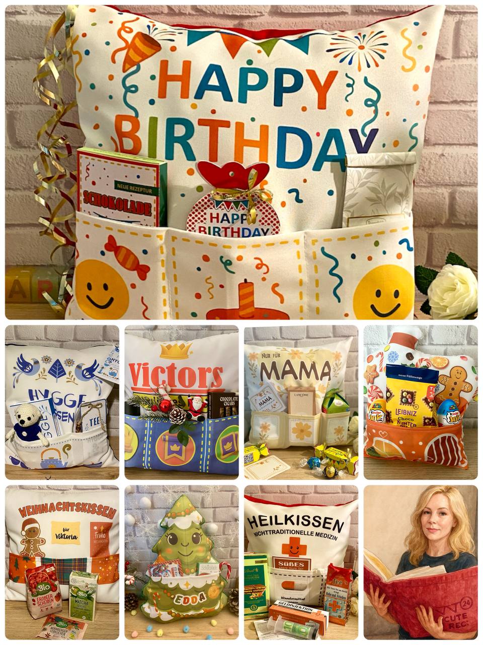 Kissen mit Taschen für Geschenke